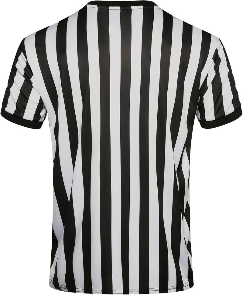 VKT 4Pcs Referee Shirt Men V-Neck Official Ref Jersey Kit for Basketball Football Soccer Halloween Costume Flag Whistle - Image 2